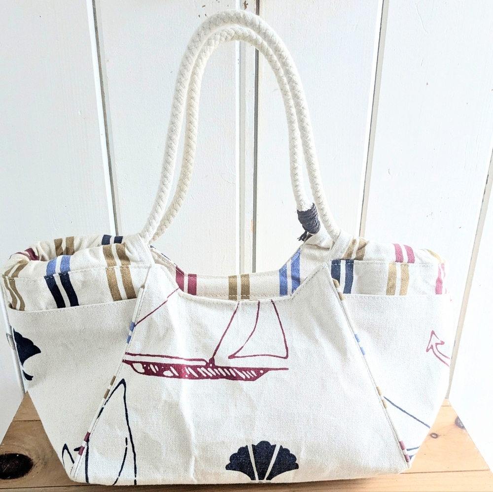 Nautical Canvas Zip Closure Tote